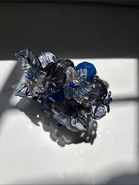 Kim Seybert Gardenia Blue Napkin Rings - Set of 4